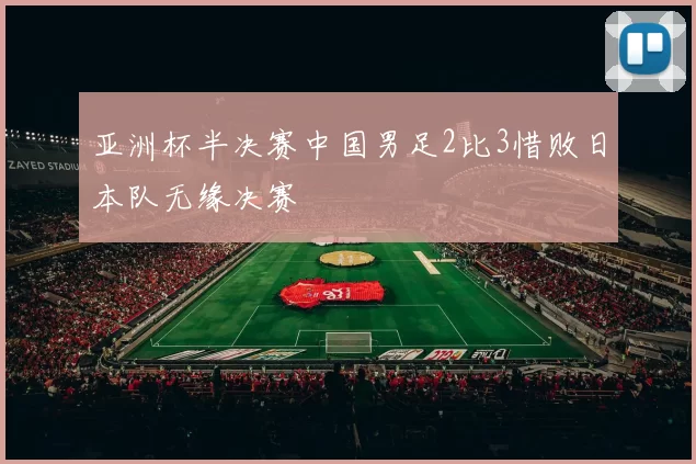 亚洲杯半决赛中国男足2比3惜败日本队无缘决赛